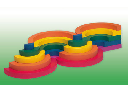 Rainbow Edu-Blox colored blocks.